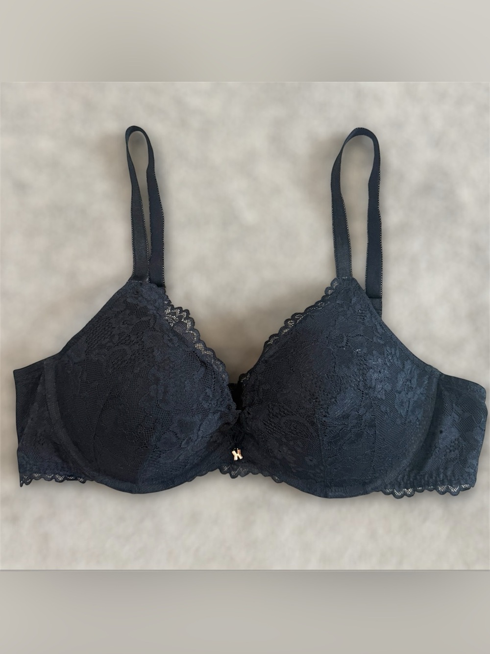 SAVAGE X FENTY Womens Size 38C Push Up Bra Black Floral Lace Solid